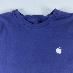 Apple T Shirt Mens Medium Blue Long Sleeve Crewneck Graphic Logo Pullover Cotton